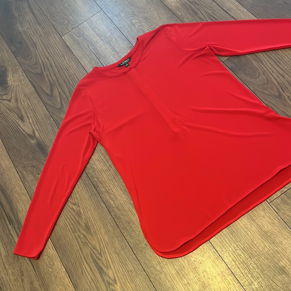 Lauren Ralph Lauren red tunic style top - Picture 2 of 8